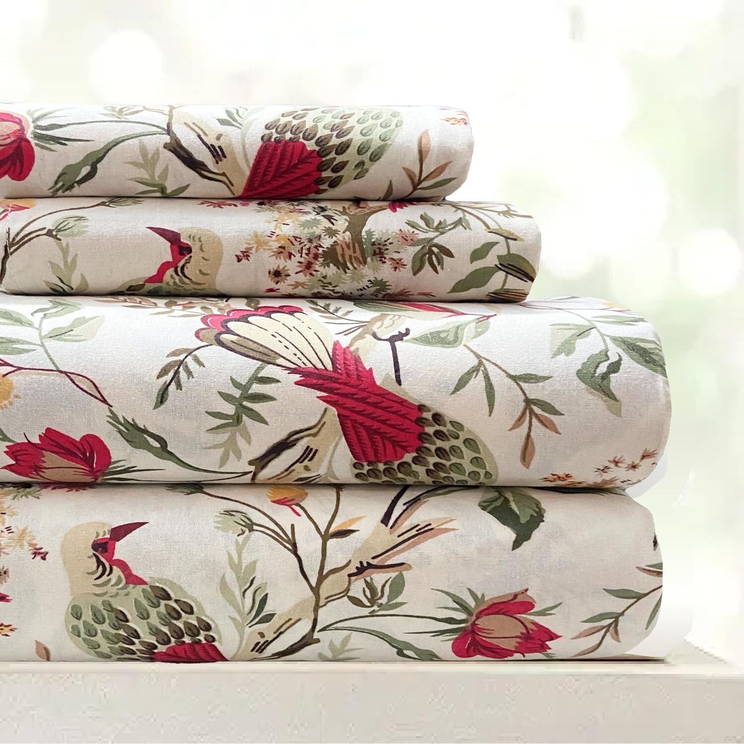 Image of elanorhomes Cotton King Flat 240 TC Printed 1 Bedsheet with 2 Pillow Covers (Flying Petals)
