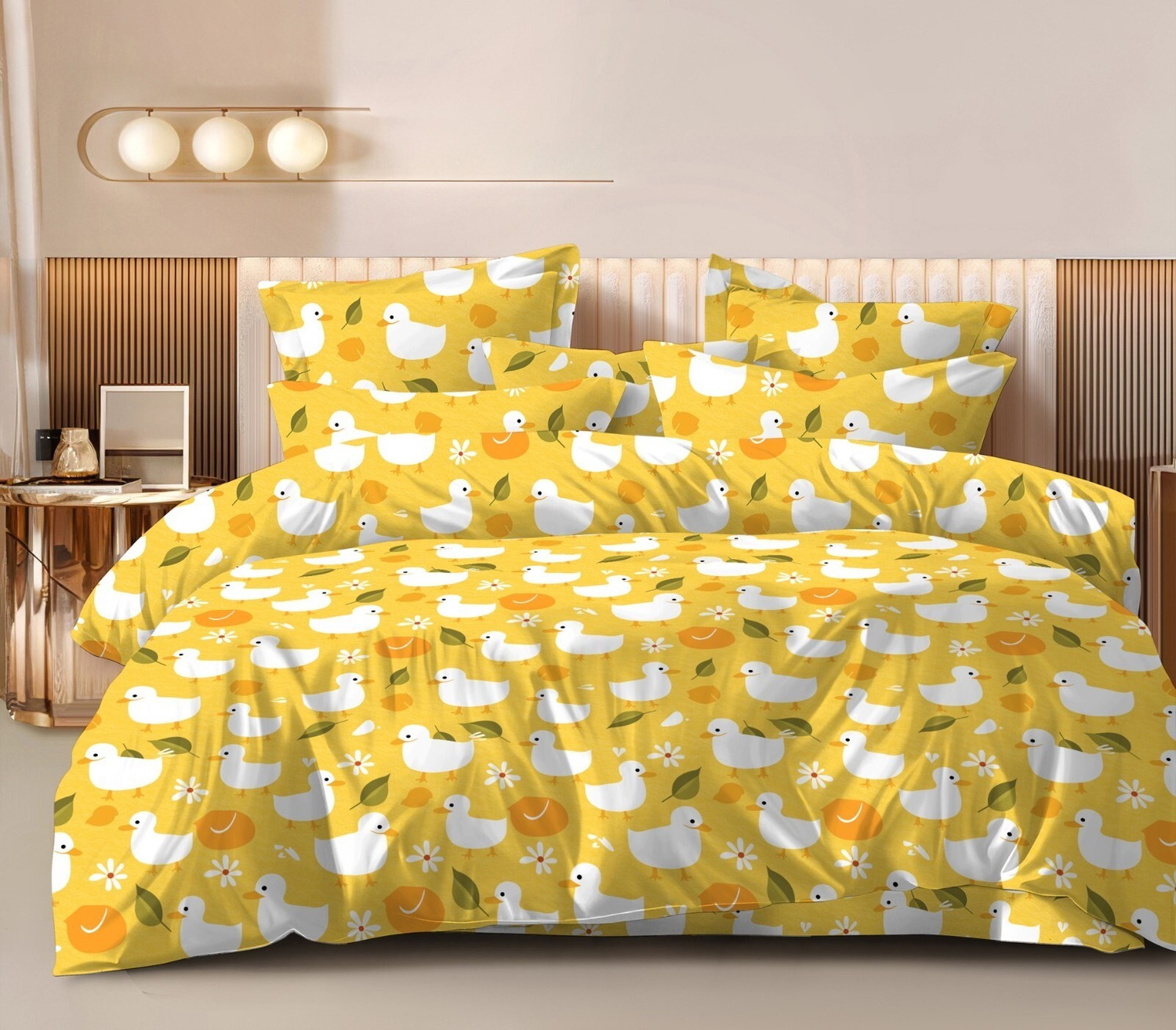 Image of Boomm Enterprises Cotton King Flat 300 TC Printed 1 Summer Bedsheet with 2 Pillow Covers (Multicolor)