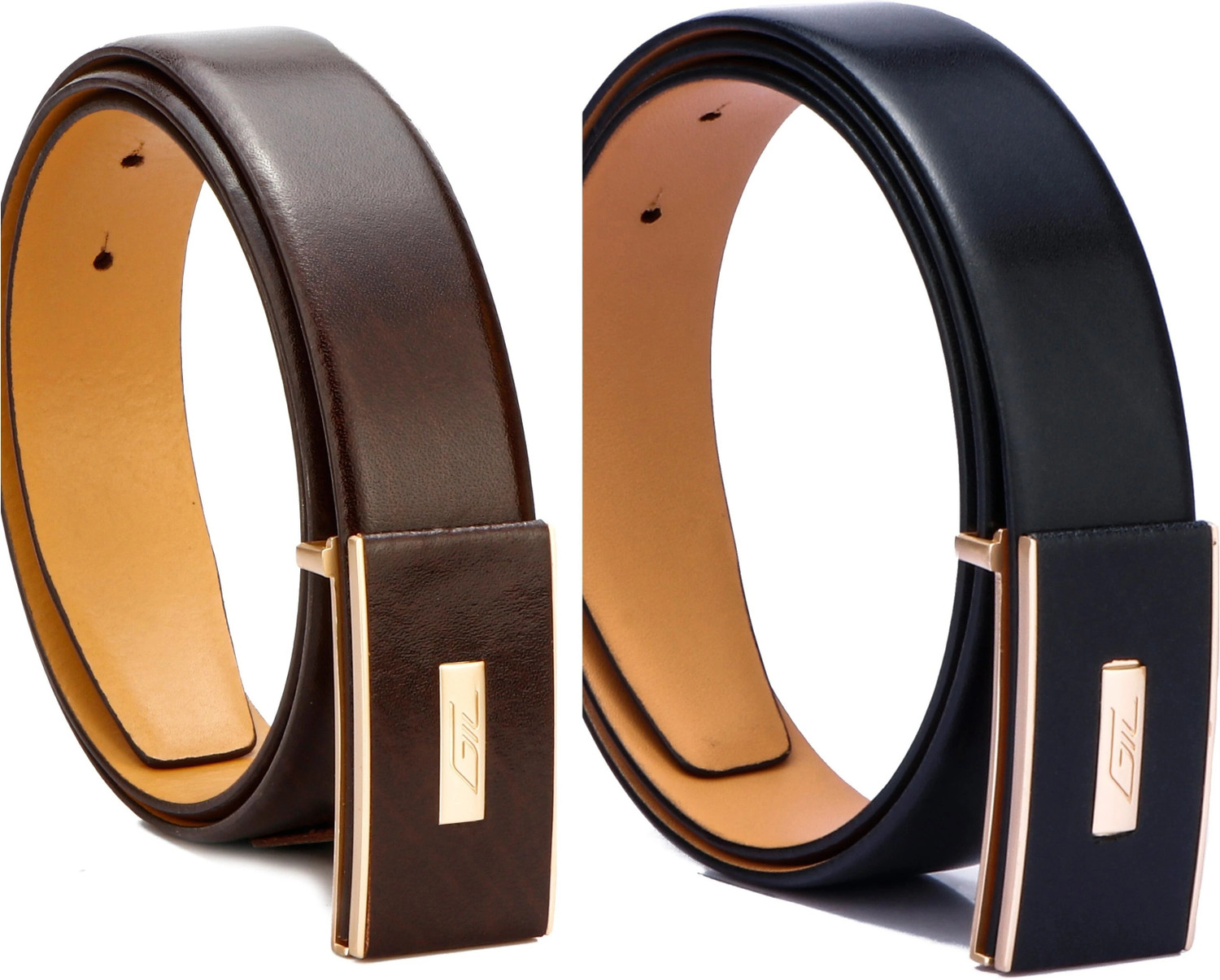 Image of GIL Men Casual, Evening, Party, Formal Tan Genuine Leather Belt
