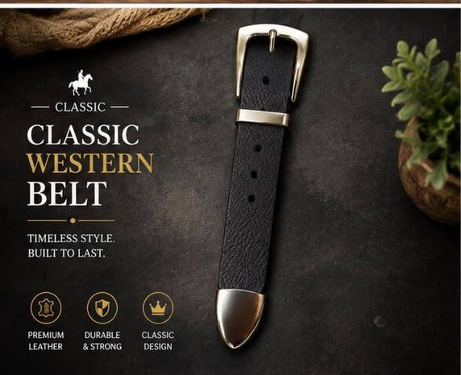Image of Artisan Men & Women Casual, Evening, Formal, Party Black Genuine Leather Belt