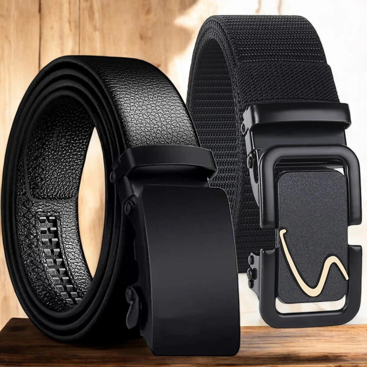 Image of LUXURY LEATHER Men Formal, Party, Evening, Casual Black Texas Leatherite Belt