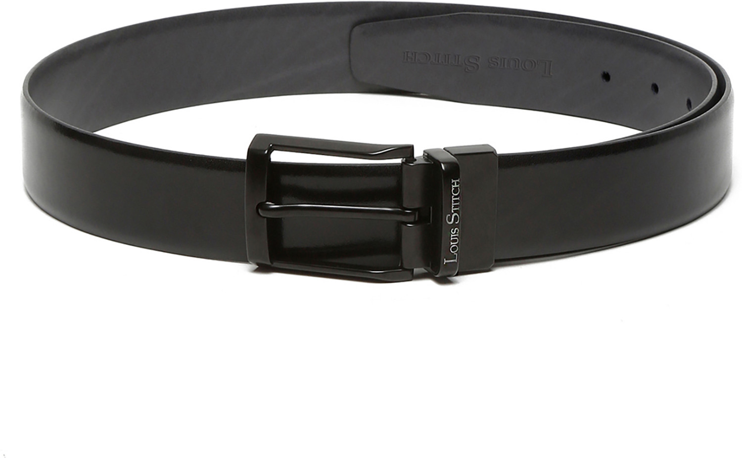 Image of LOUIS STITCH Men Formal Black, Grey Genuine Leather Reversible Belt