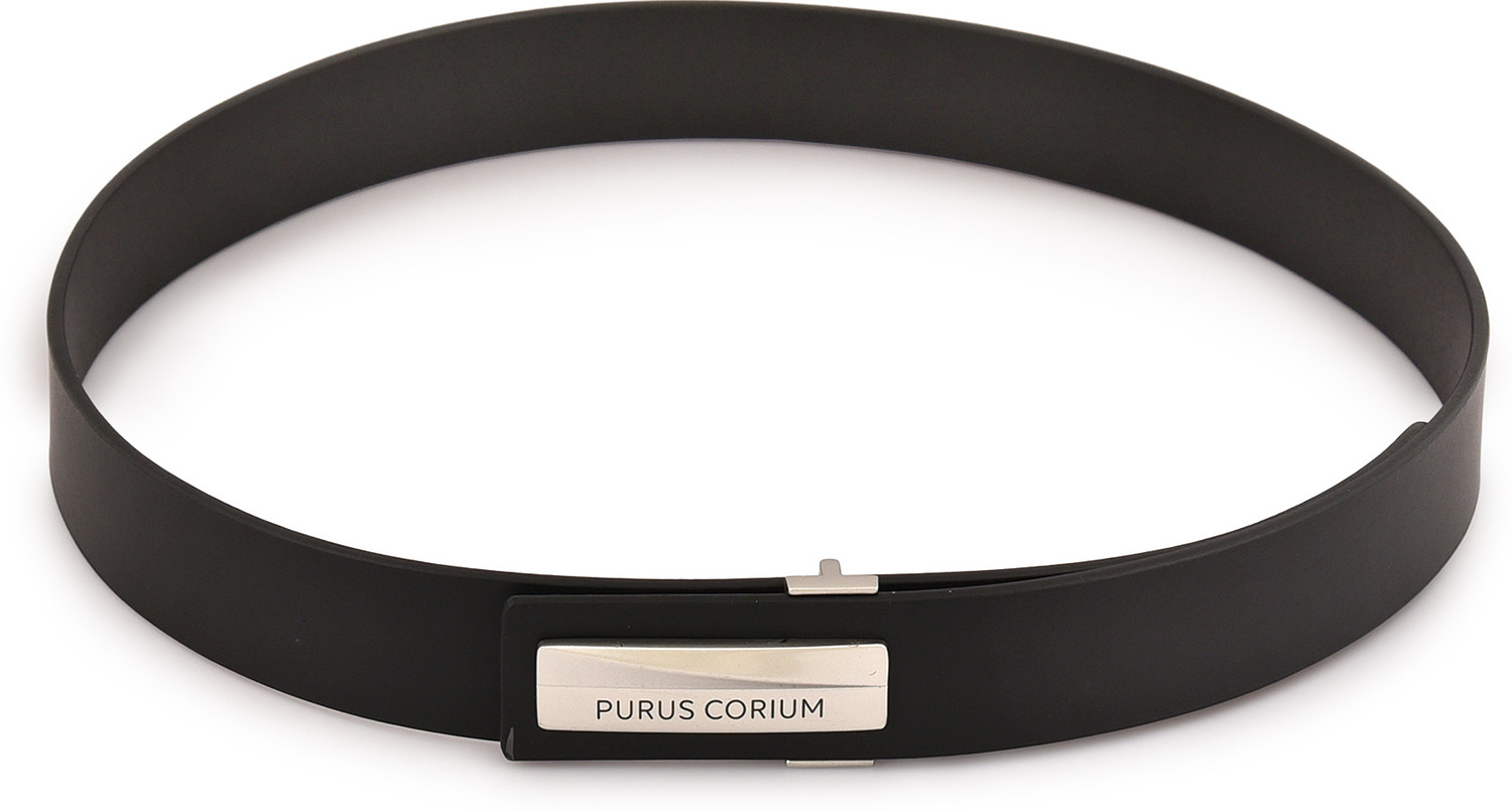 Image of PURUS CORIUM Men Formal, Party Black Genuine Leather Belt