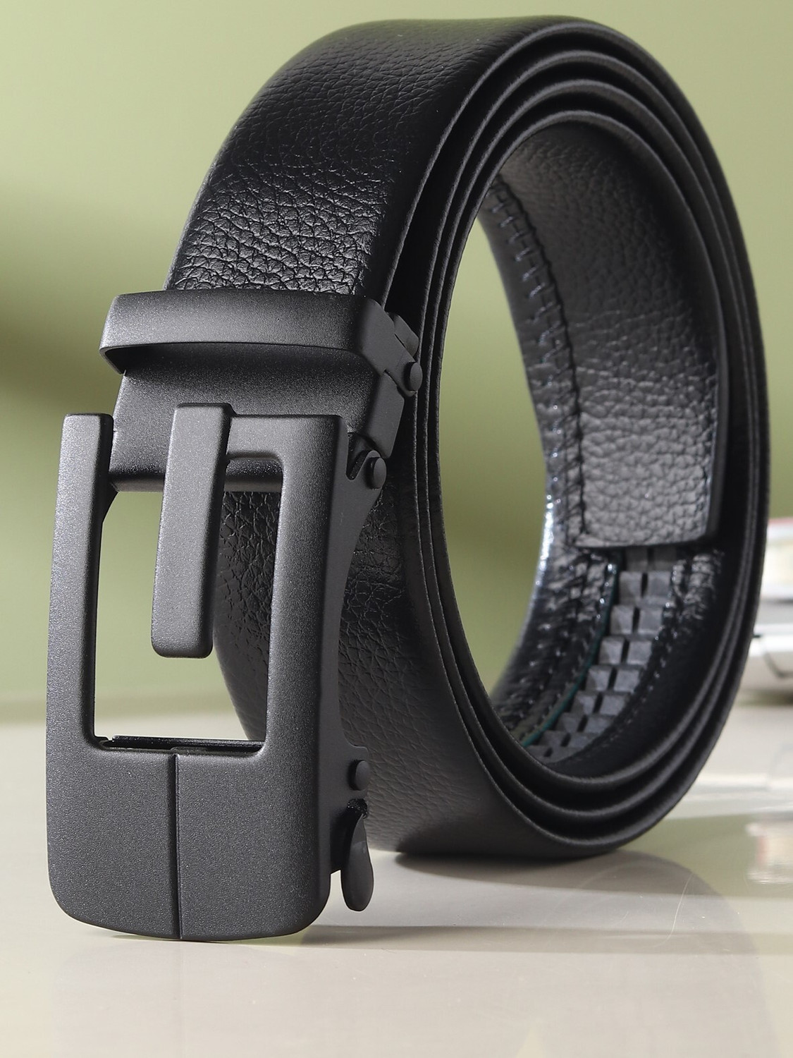 Image of KAEZRI Men Casual, Evening, Formal, Party Black Genuine Leather Belt