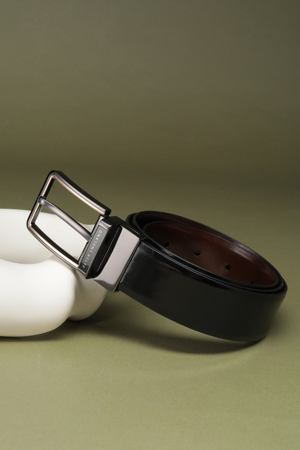 Image of PETER ENGLAND Men Formal Black Genuine Leather Belt