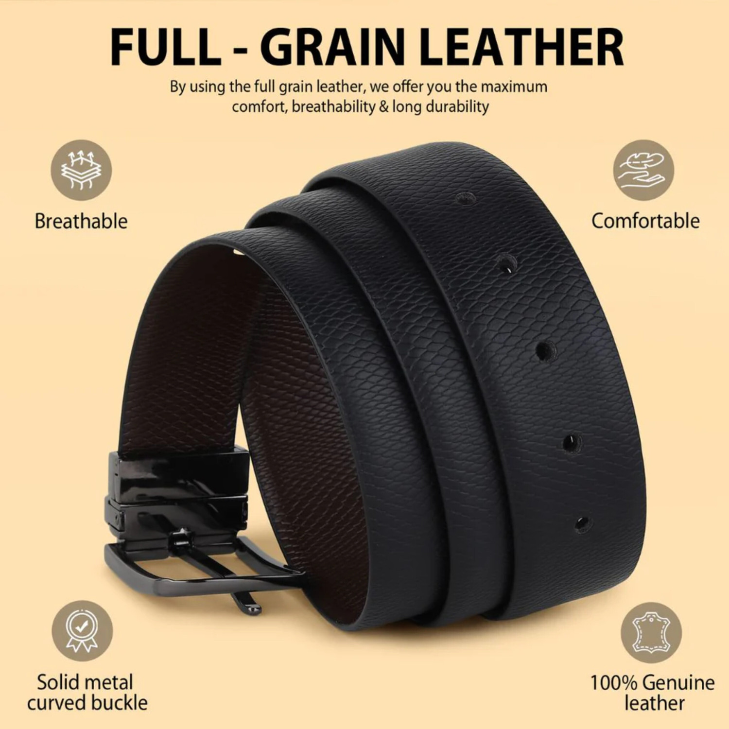 Image of Hayes London Men Casual, Formal, Party Black, Brown Genuine Leather Reversible Belt