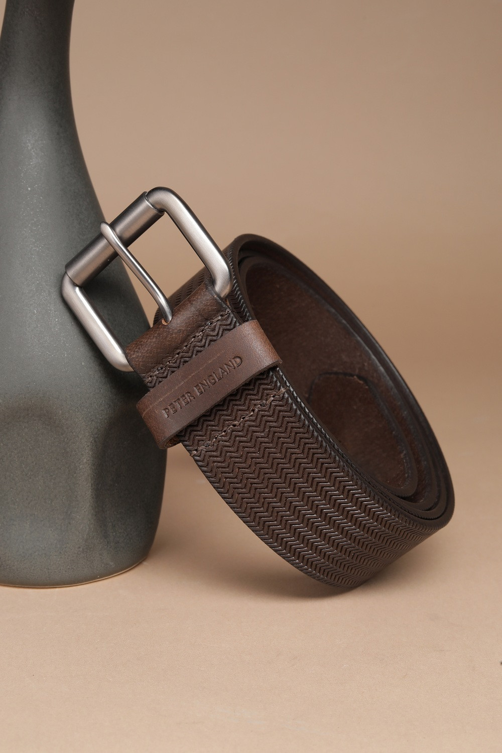 Image of PETER ENGLAND Men Formal Black Genuine Leather Belt