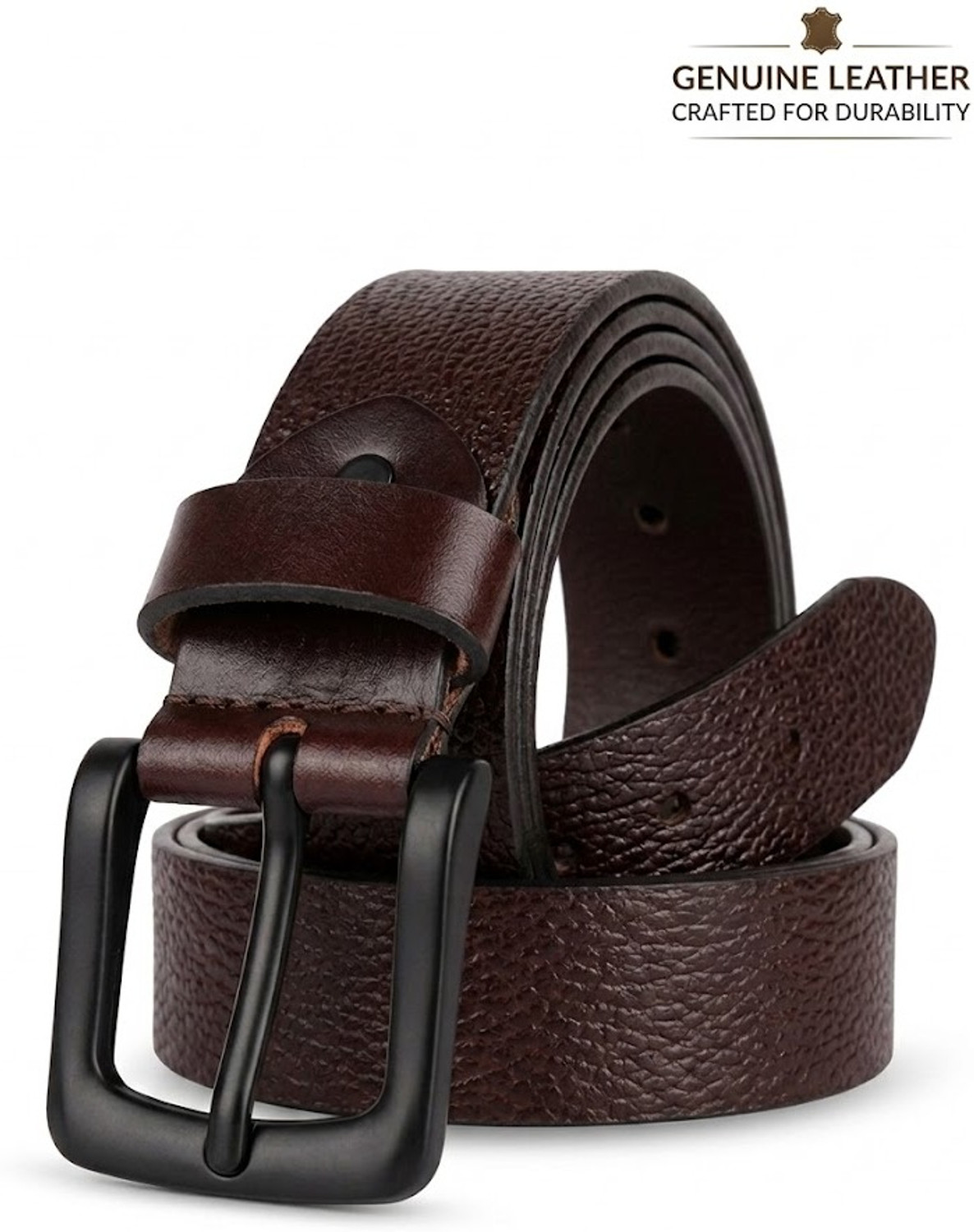 Image of PURUS CORIUM Men Formal, Party Black Genuine Leather Belt