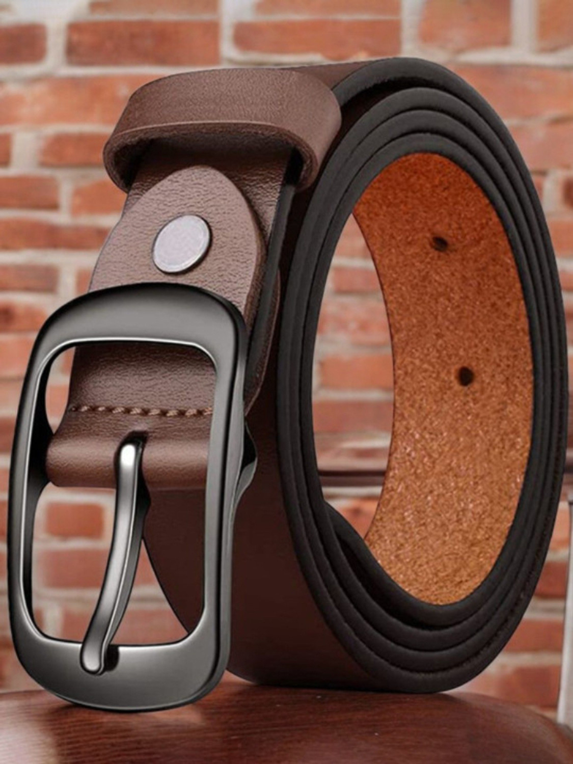 Image of Roadster Men Casual, Evening, Formal, Party Brown Genuine Leather Belt