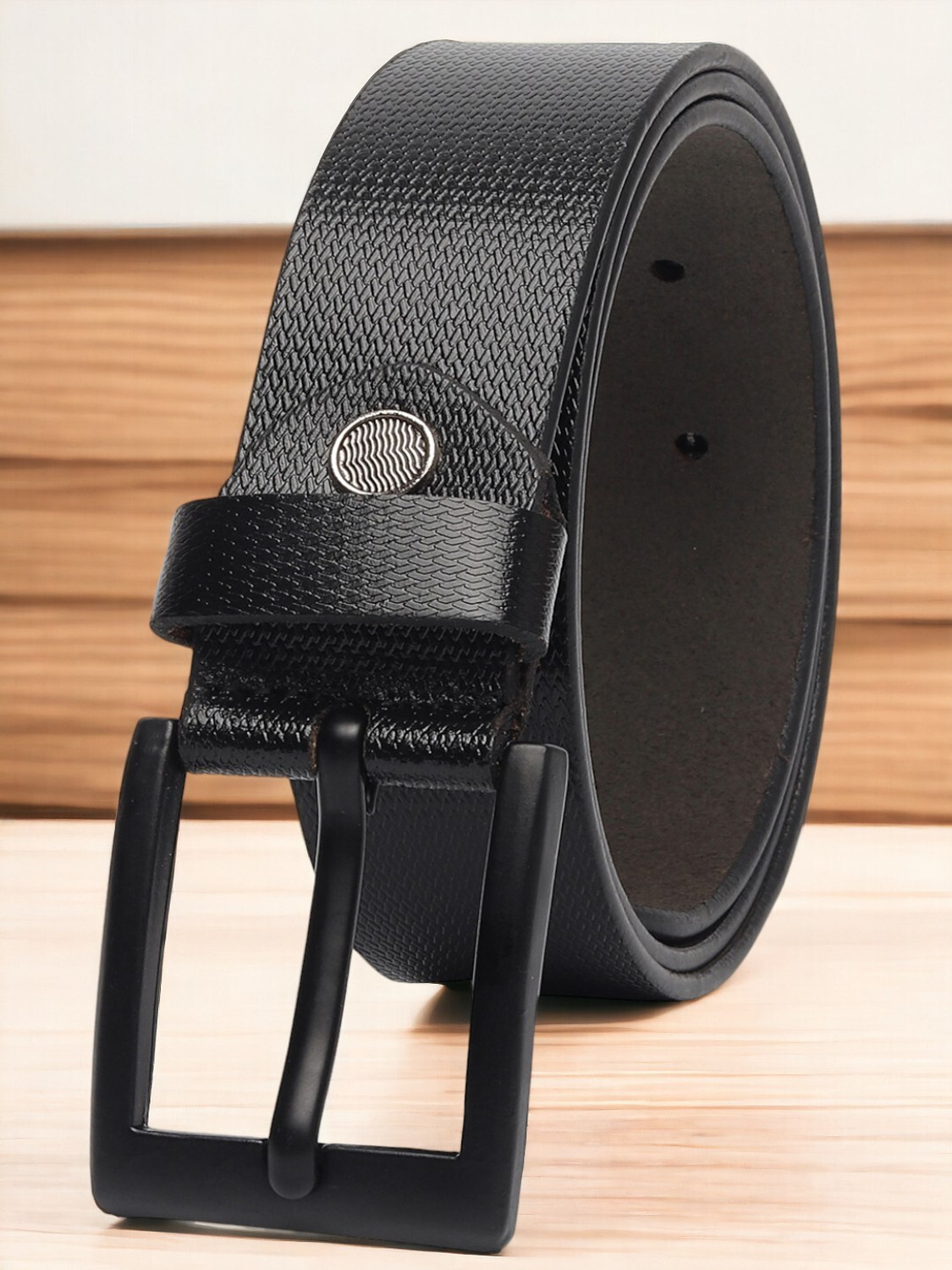 Image of PROVOGUE Men Casual, Evening, Formal, Party Black Genuine Leather Belt