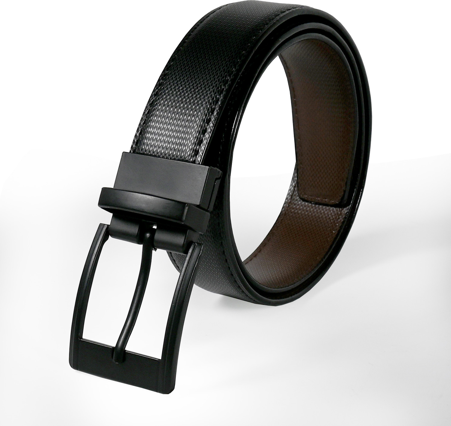 Image of USL Men Casual Black Genuine Leather Reversible Belt