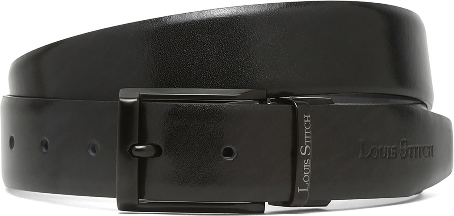 Image of LOUIS STITCH Men Formal Black, Grey Genuine Leather Reversible Belt