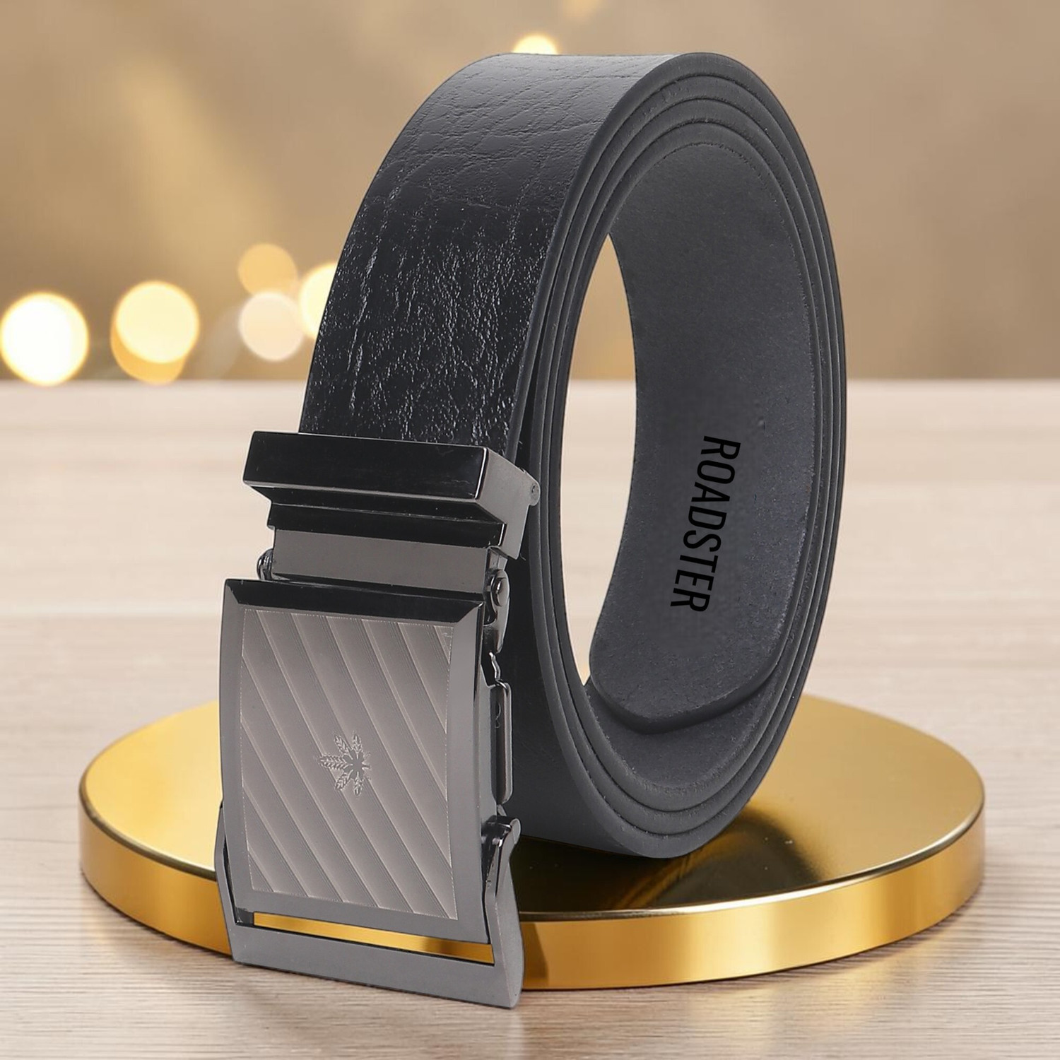 Image of LUXURY LEATHER Men Formal, Party, Evening, Casual Black Texas Leatherite Belt