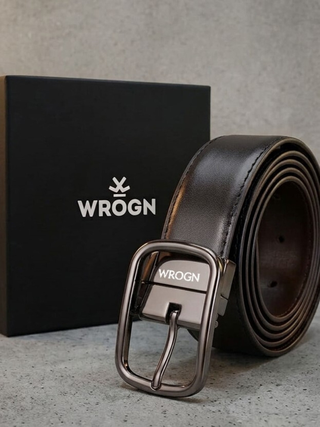 WROGN Men Black Reversible Belt - Image 1