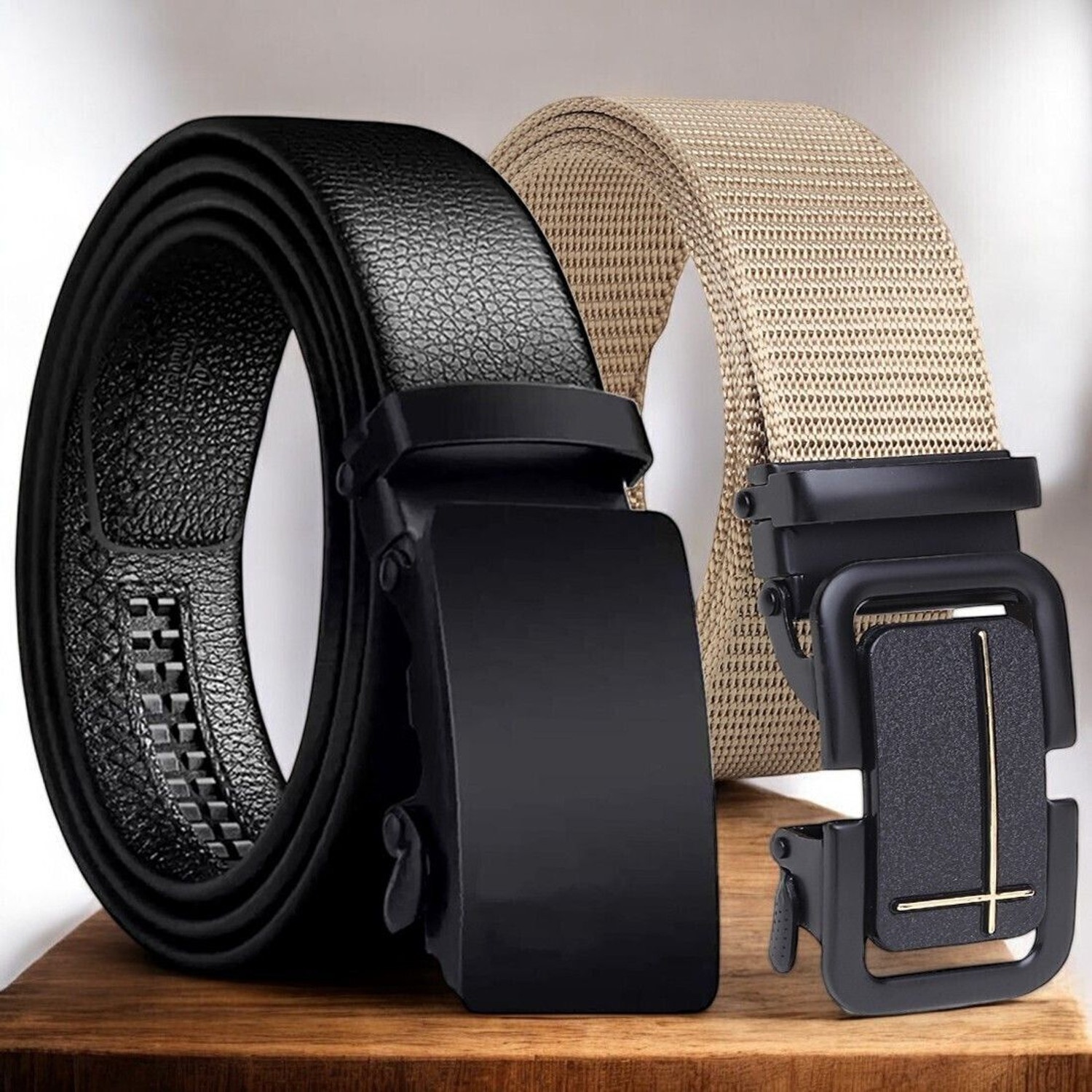 Image of LUXURY LEATHER Men Formal, Party, Evening, Casual Black Texas Leatherite Belt