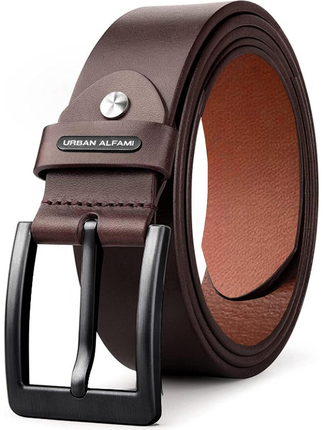 Image of USL Men Casual Black Genuine Leather Reversible Belt