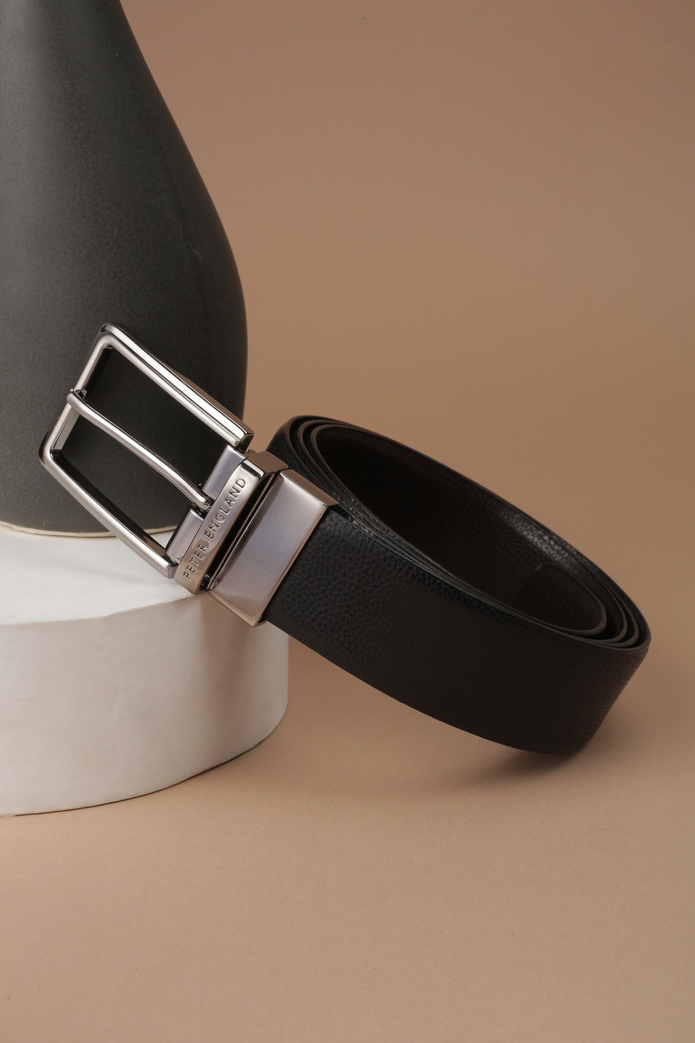 Image of PETER ENGLAND Men Formal Black Genuine Leather Belt