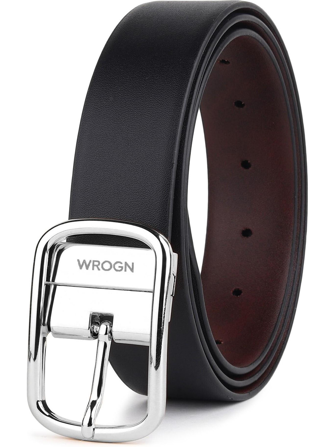 WROGN Men Formal, Casual, Evening, Party Black, Brown Artificial Leather Reversible Belt - Image 1