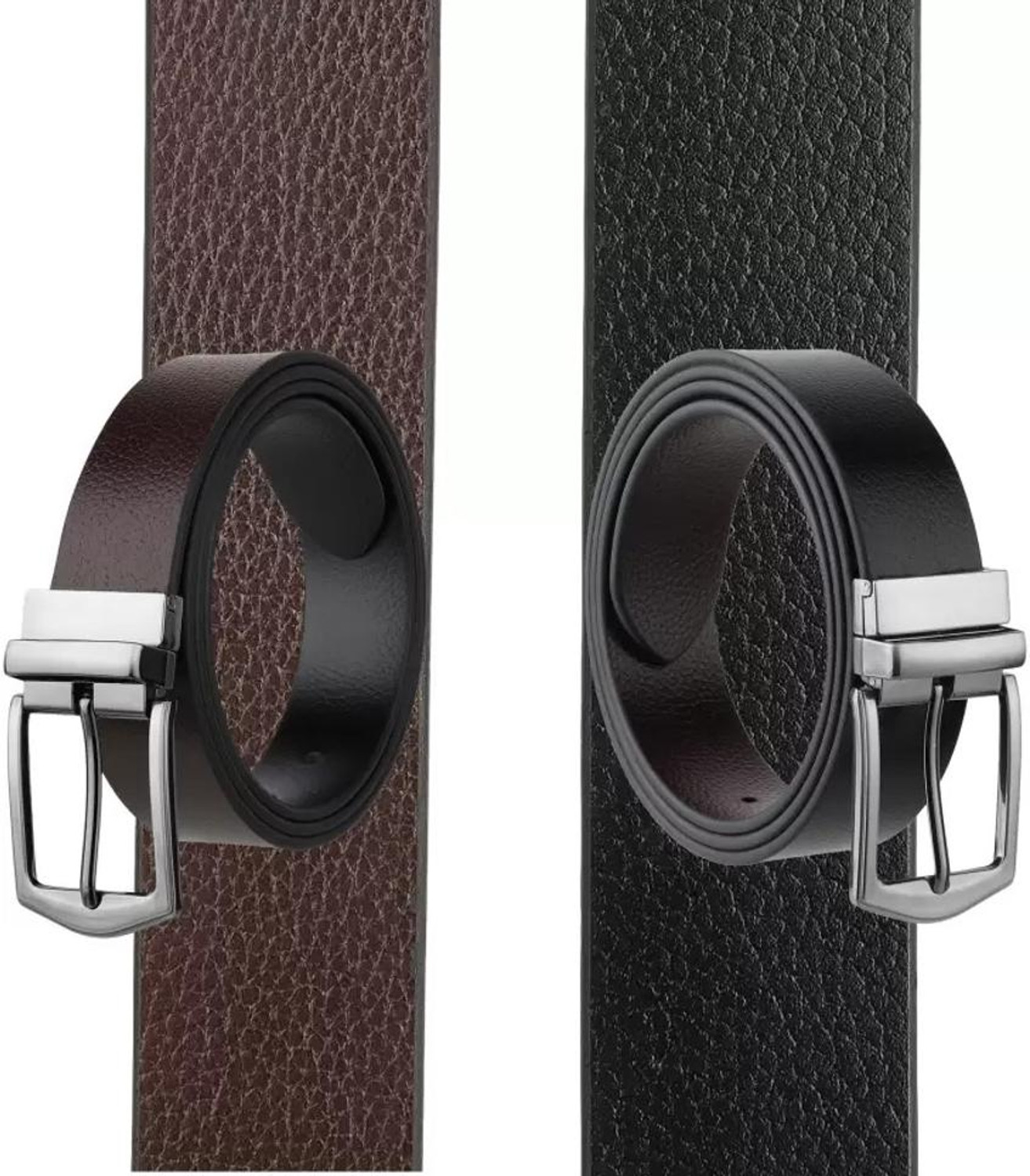 Image of KAEZRI Men Party, Party, Formal, Casual Brown, Black Genuine Leather Reversible Belt