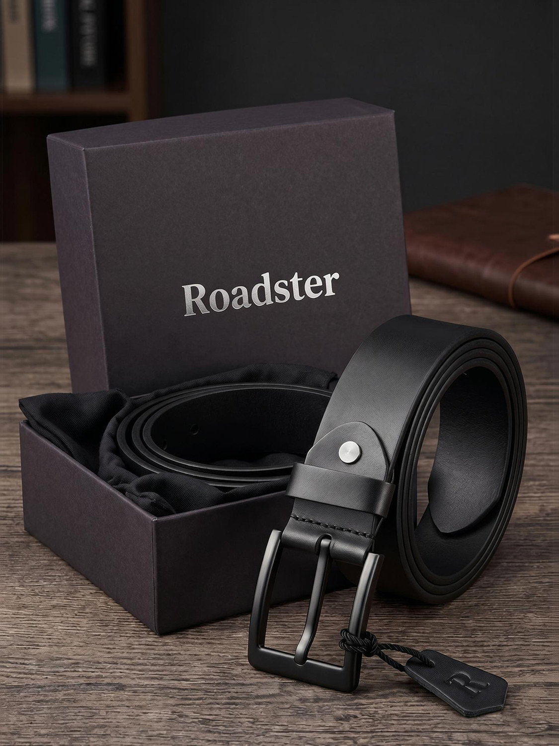 Roadster Men Black Leather Belt - Image 5