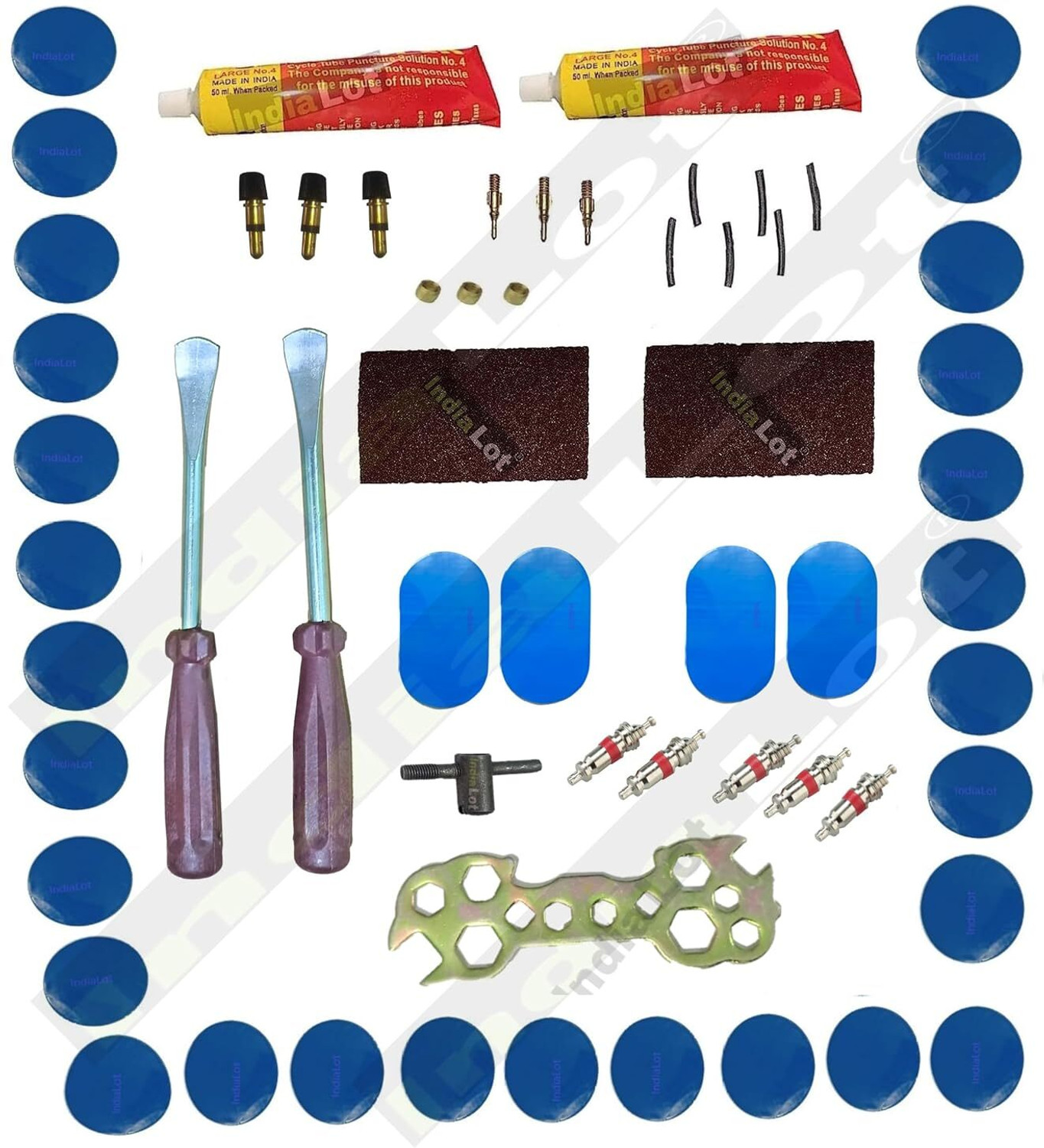 Image of IndiaLot Bicycle Cycle Bike Full Puncture Repair kit Portable 34 Pieces Inbox Bicycle Brake Disk