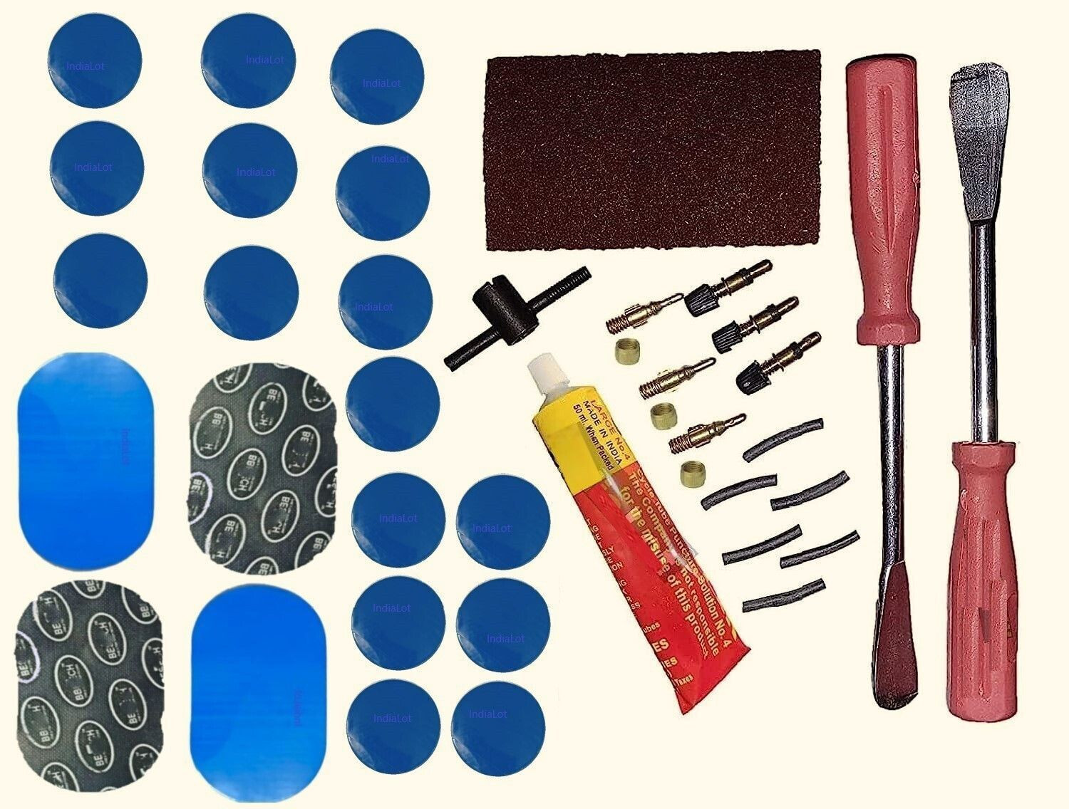 Image of IndiaLot Bicycle Cycle Bike Full Puncture Repair kit Portable 34 Pieces Inbox Bicycle Brake Disk