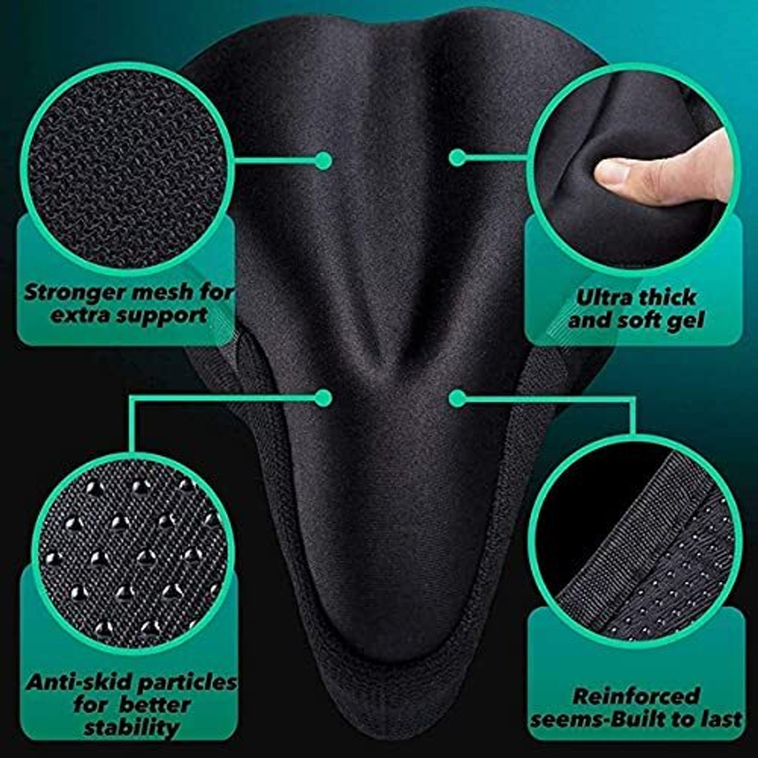 Image of hemcycle Premium Gel Seat Cover Bicycle Seat Cover Free Size (Black)