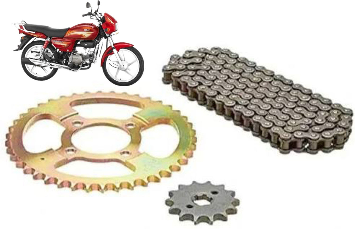 Image of IFB UMC-003A HERO ALL CHAIN SET 108 Teeth Sprocket (Hero Passion Pro, Splendor, Splendor NXG, Splendor Plus, Splendor Pro)