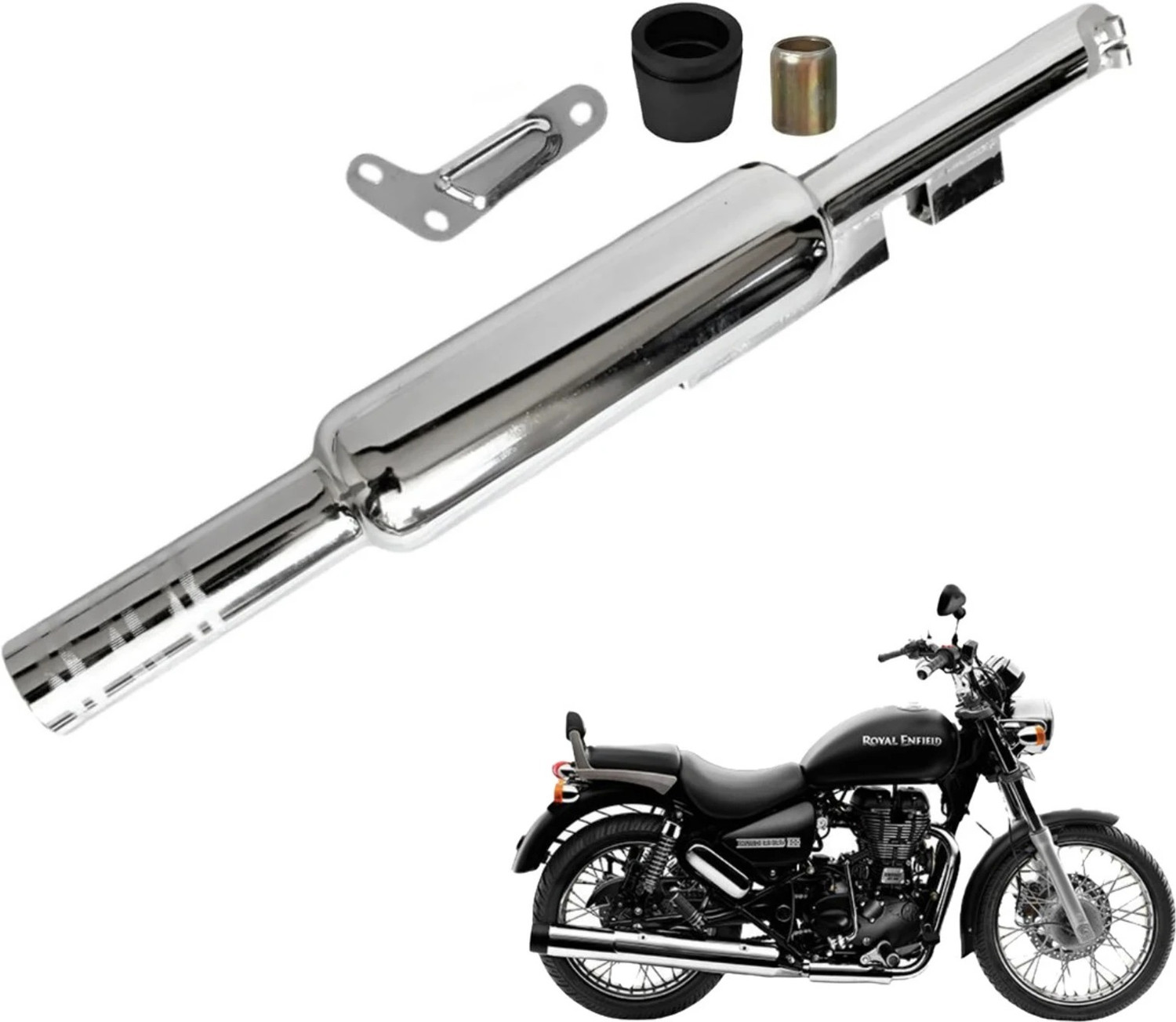 Image of EAZ Original Gold Star Silencer for Royal Enfield Royal Enfield Classic 350 Slip-on Exhaust System (Stainless Steel)