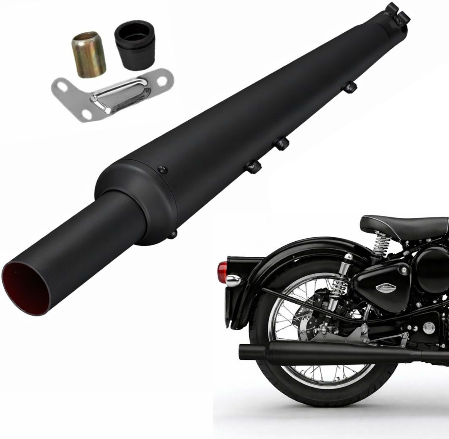 Image of EAZ Original Gold Star Silencer for Royal Enfield Royal Enfield Classic 350 Slip-on Exhaust System (Stainless Steel)