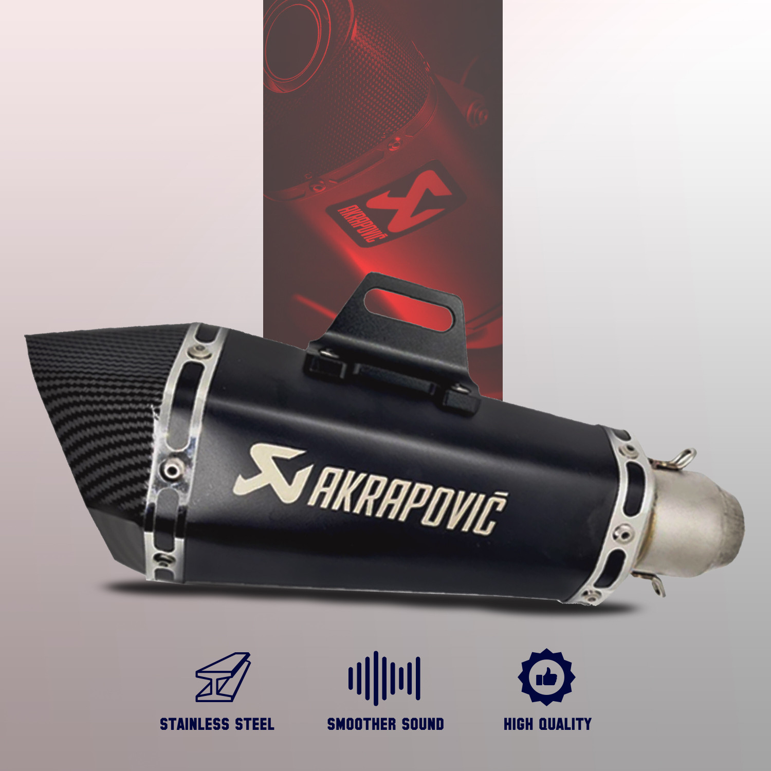 automunk Universal Stainless Steel Full Exhaust System for Bikes - Image 1