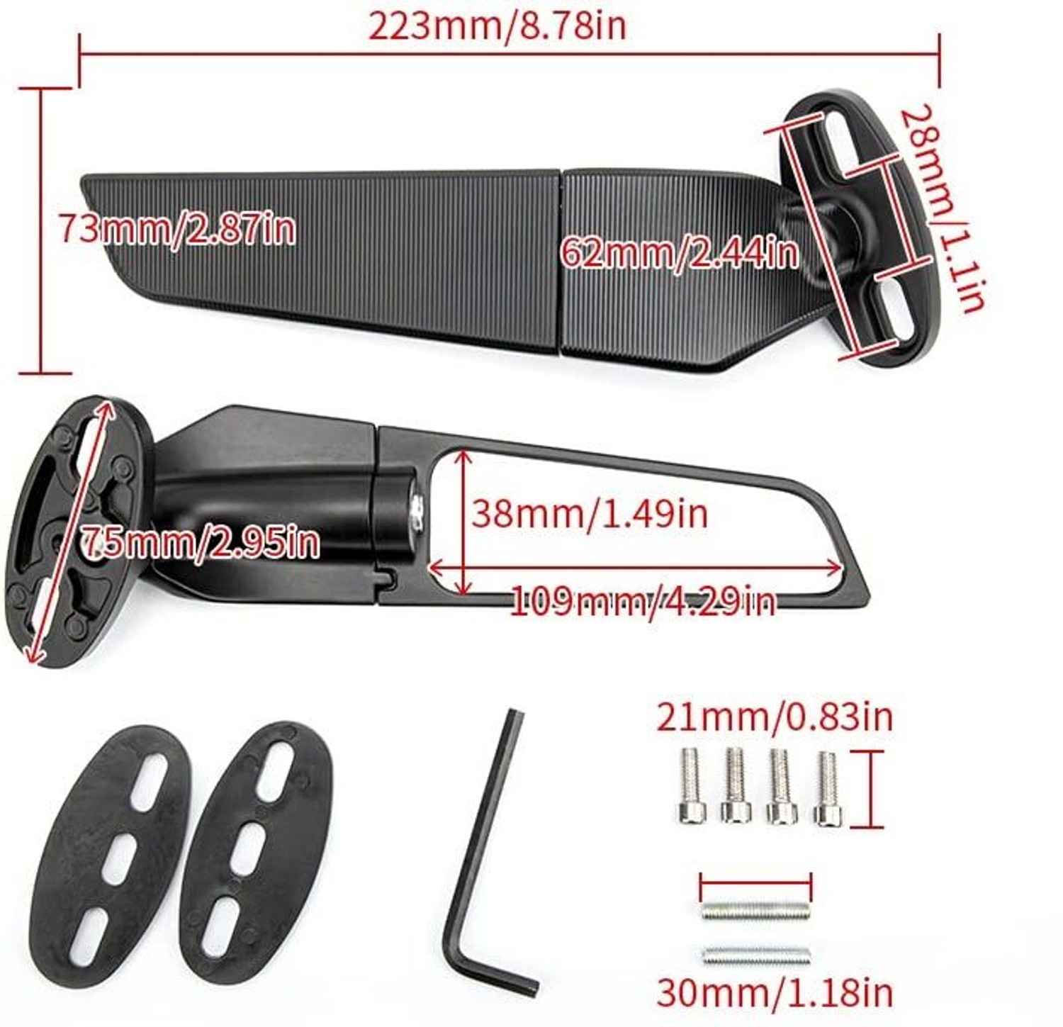 Image of Vagary Aerodynamic Adjustable Wing Mirror For R15 V4, V3, R15 V4M Bike Fairing Kit