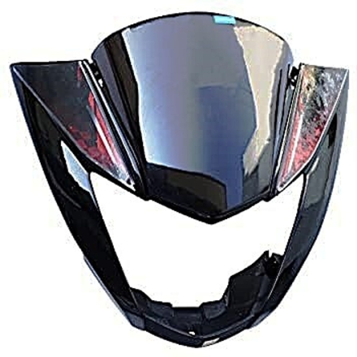 Mudsor FRONT VISOR FOR GLAMOUR T7 BLACK RED (WITH GLASS) Bike Headlight Visor - Image 1