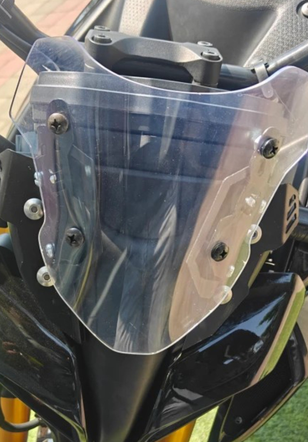 Image of PROWOXI MT15 Clear Clamp Windscreen Visor for MT15 Bikes Pack of 1 Bike Headlight Visor Bike Headlight Visor