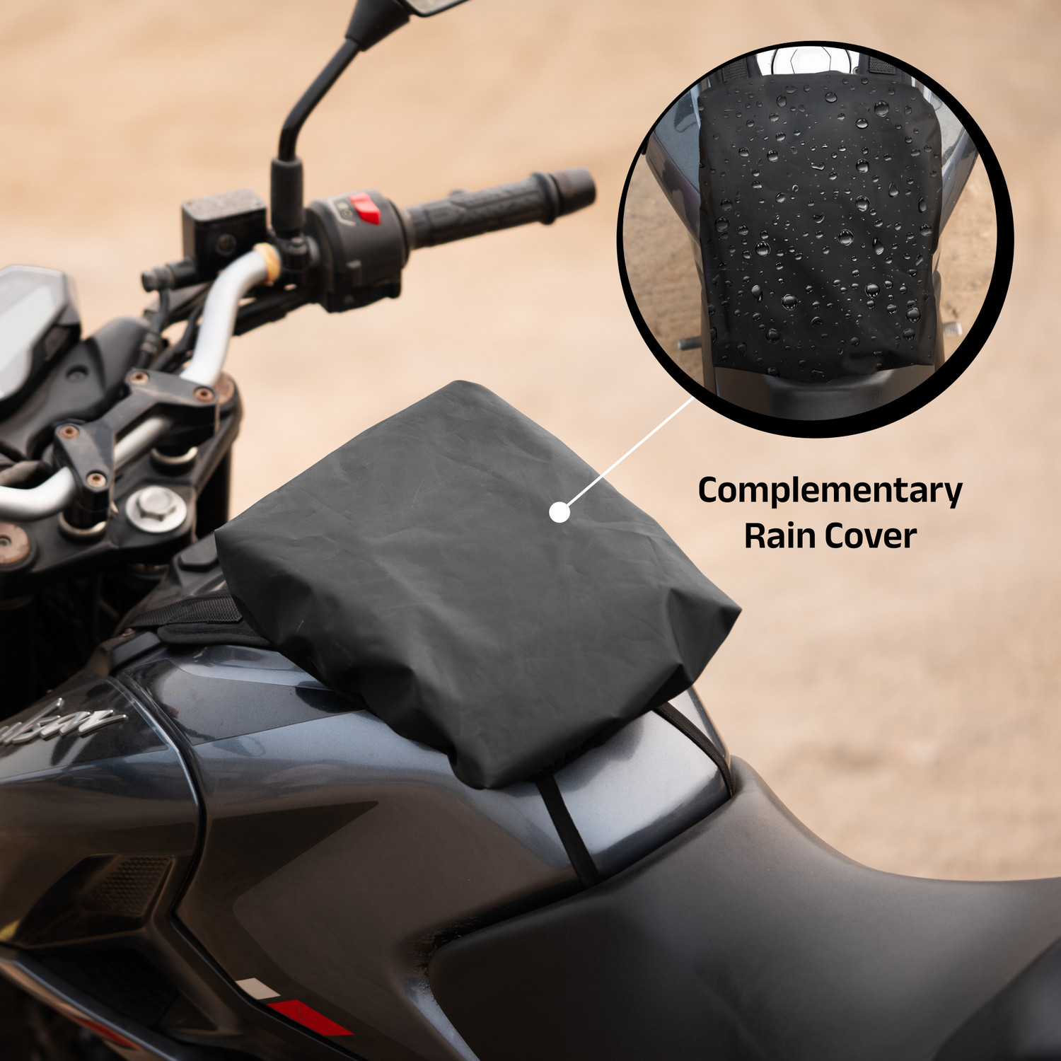 Image of Yumin Non Magnetic Tank Bag For All Bike Accessories Waterproof Cover Universal Luggage Box Black Polyester Motorbike Saddlebag (2.5 L)