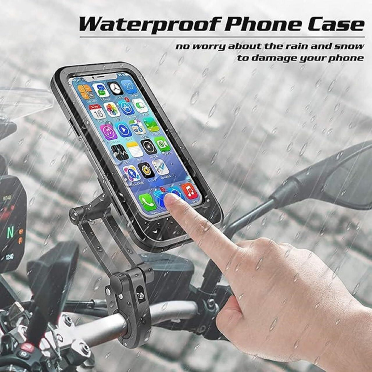 Image of Gentle e kart 360 Rotation Waterproof Bike Phone Mount, Universal Motorcycle & Bicycle Bike Mobile Holder (Black)