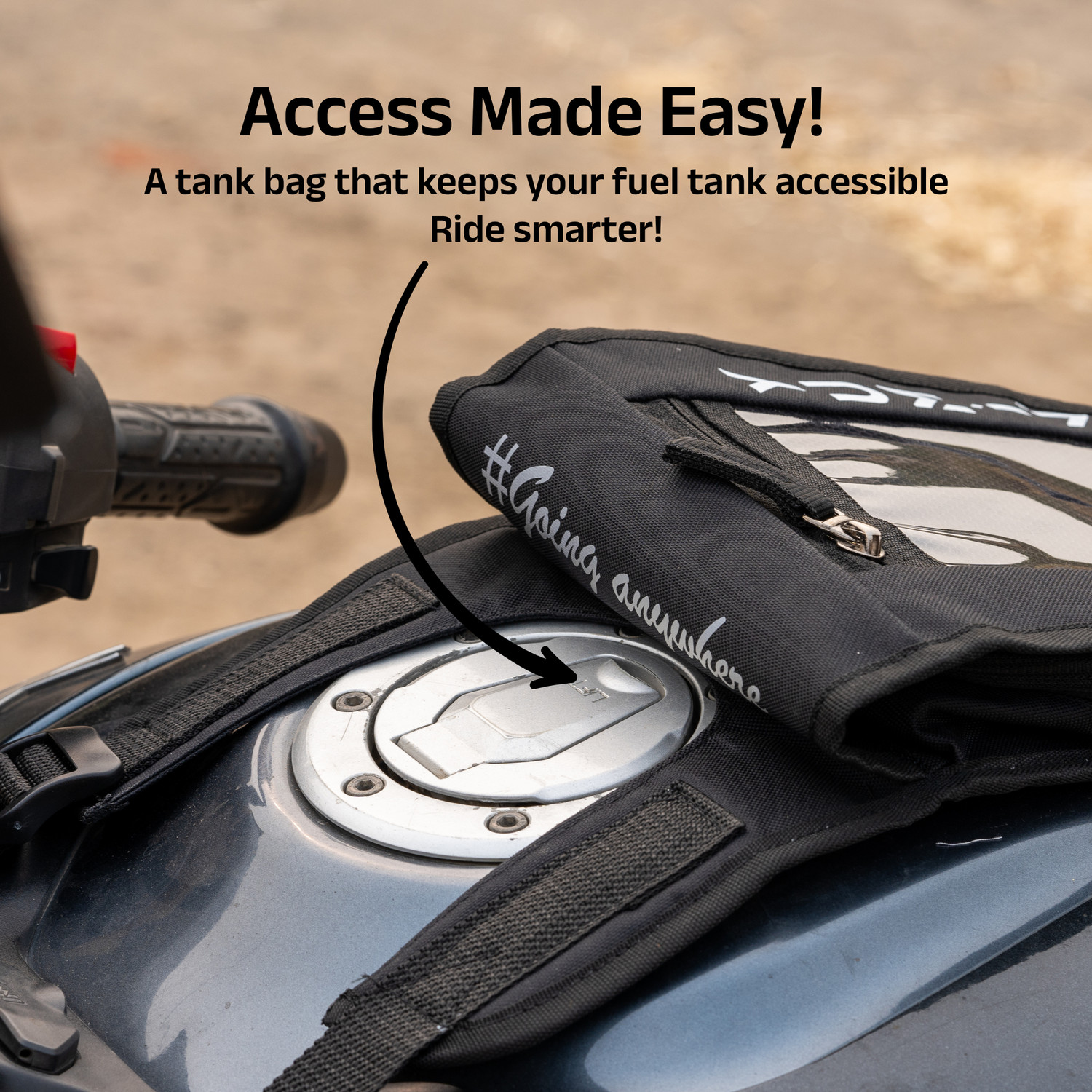 Image of Yumin Non Magnetic Tank Bag For All Bike Accessories Waterproof Cover Universal Luggage Box Black Polyester Motorbike Saddlebag (2.5 L)
