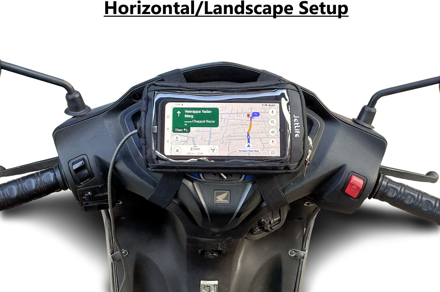 Image of JETLIFE A1 Mobile Holder Pouch Activa Scooty Moped EVs X1 Standard Bike Mobile Holder (Black)