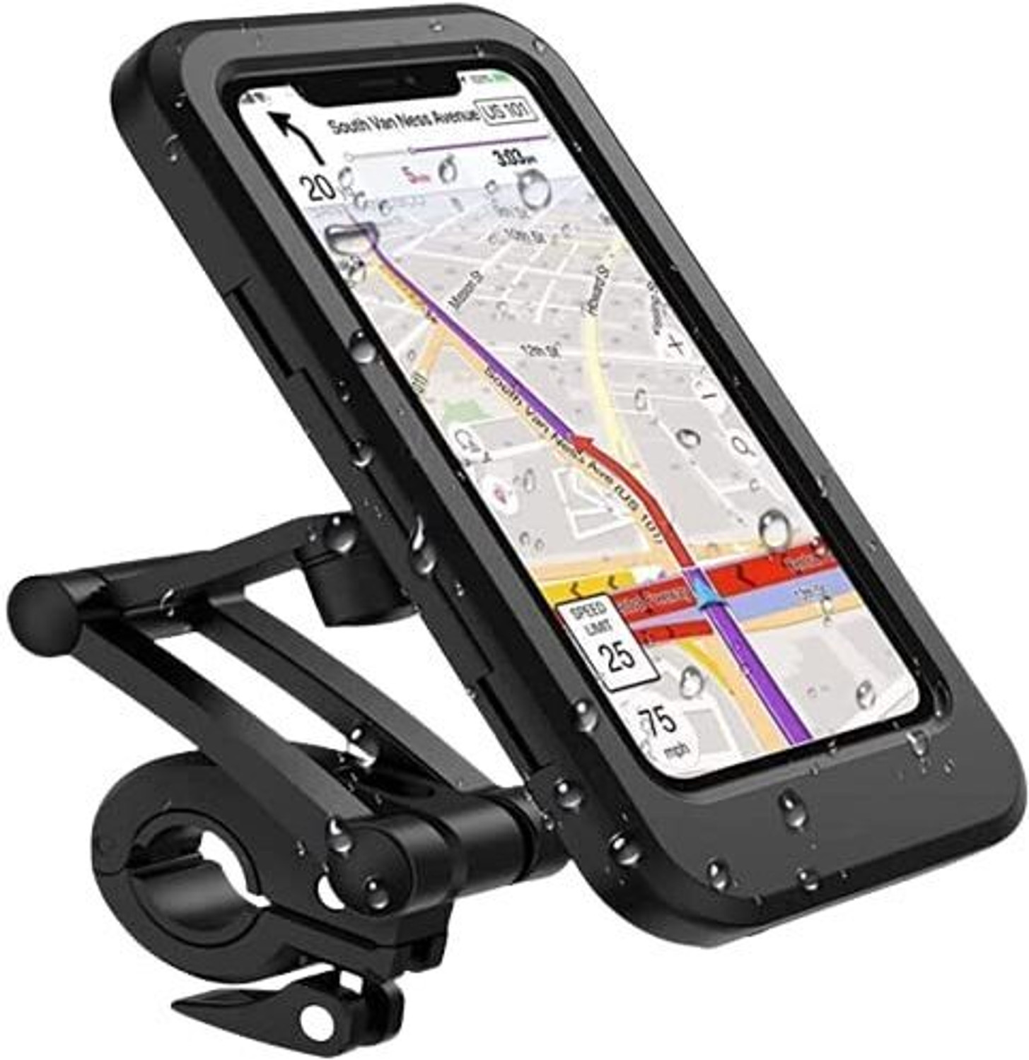 Image of YESRUER Bike Phone Mount - Waterproof Motorcycle & Bicycle Handlebar Phone Holder 360 Bike Mobile Holder (Black)
