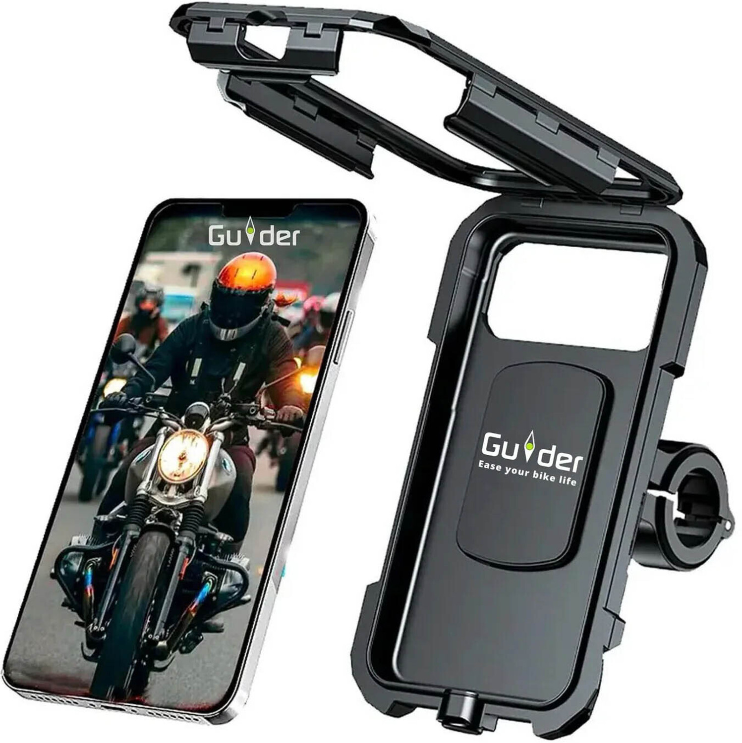 Image of YESRUER Bike Phone Mount - Waterproof Motorcycle & Bicycle Handlebar Phone Holder 360 Bike Mobile Holder (Black)