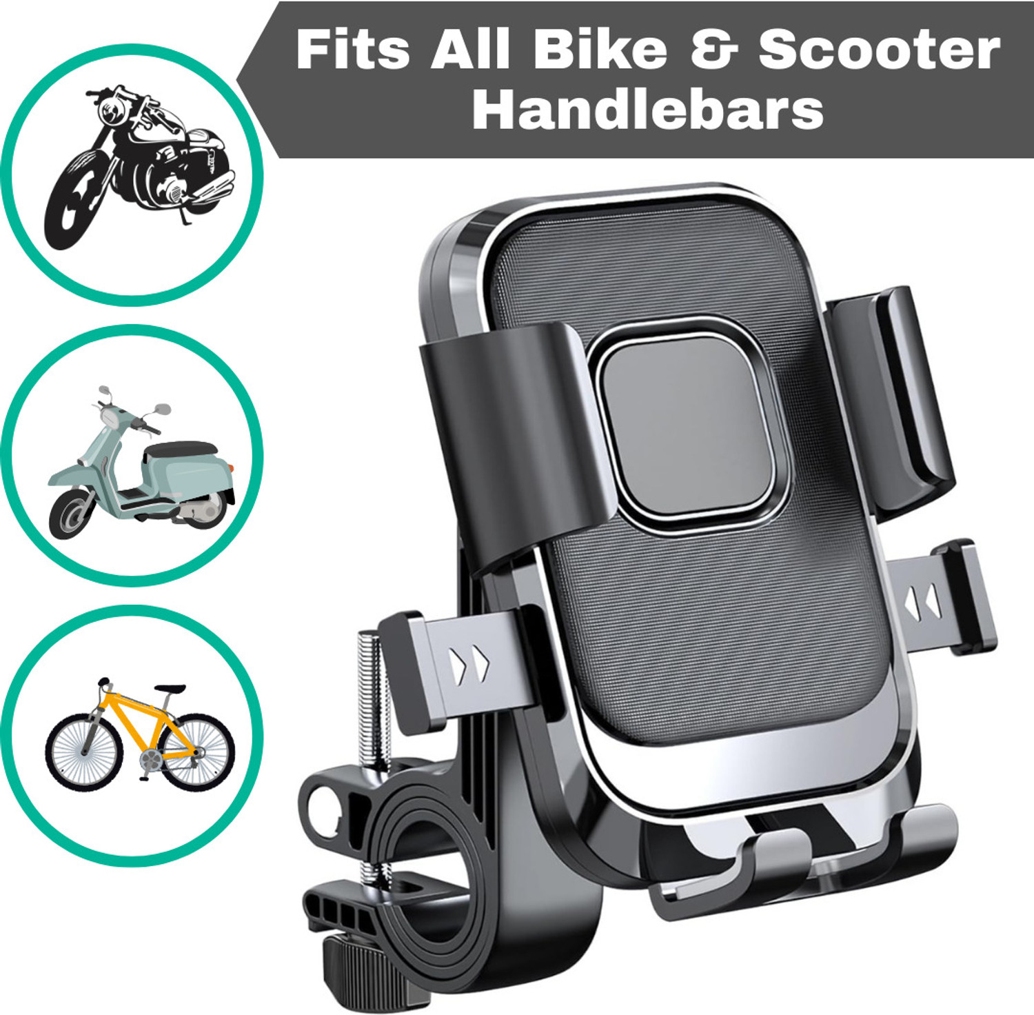 Image of Gentle e kart 360 Rotation Waterproof Bike Phone Mount, Universal Motorcycle & Bicycle Bike Mobile Holder (Black)