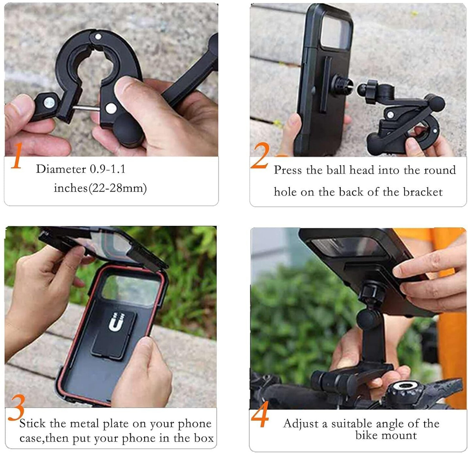 Image of YESRUER Bike Phone Mount - Waterproof Motorcycle & Bicycle Handlebar Phone Holder 360 Bike Mobile Holder (Black)