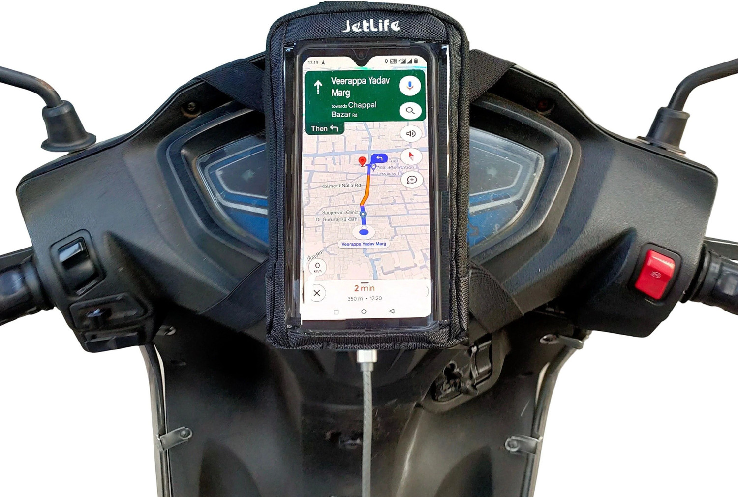 Image of JETLIFE A1 Mobile Holder Pouch Activa Scooty Moped EVs X1 Standard Bike Mobile Holder (Black)