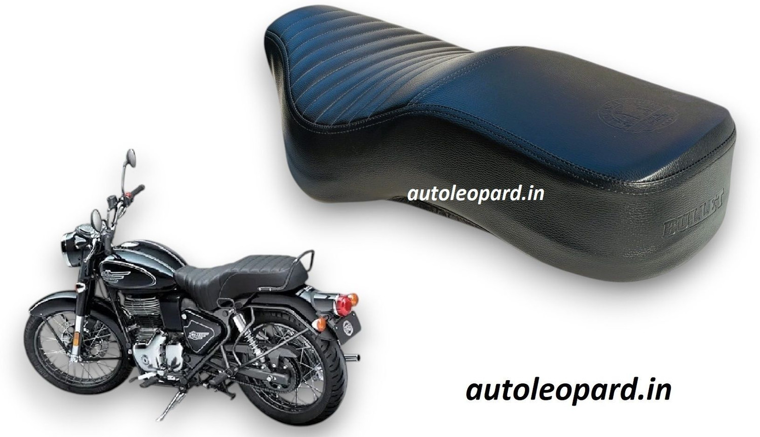 Image of WHEETOYKART Premium Leather Seat Cover for Royal Enfield Standard /Electra /Bullet 350 /500 Split Bike Seat Cover For Royal Enfield Classic 350, Classic 500