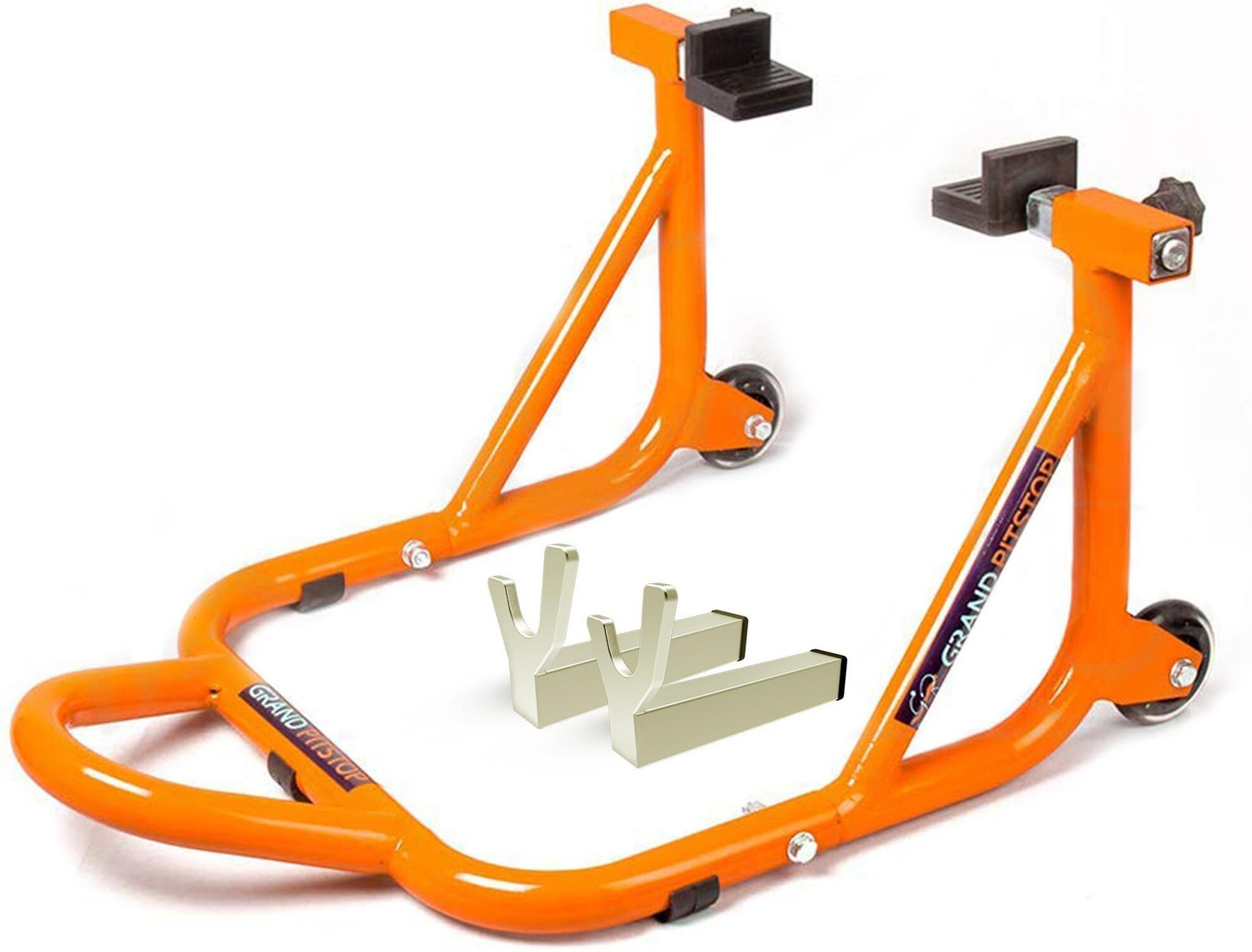 GrandPitstop Motorbike Accessories Universal Rear Paddock Stand with Swingarm Rest and Bobbin Fork Bike Storage Stand (Floor Mount) - Image 1