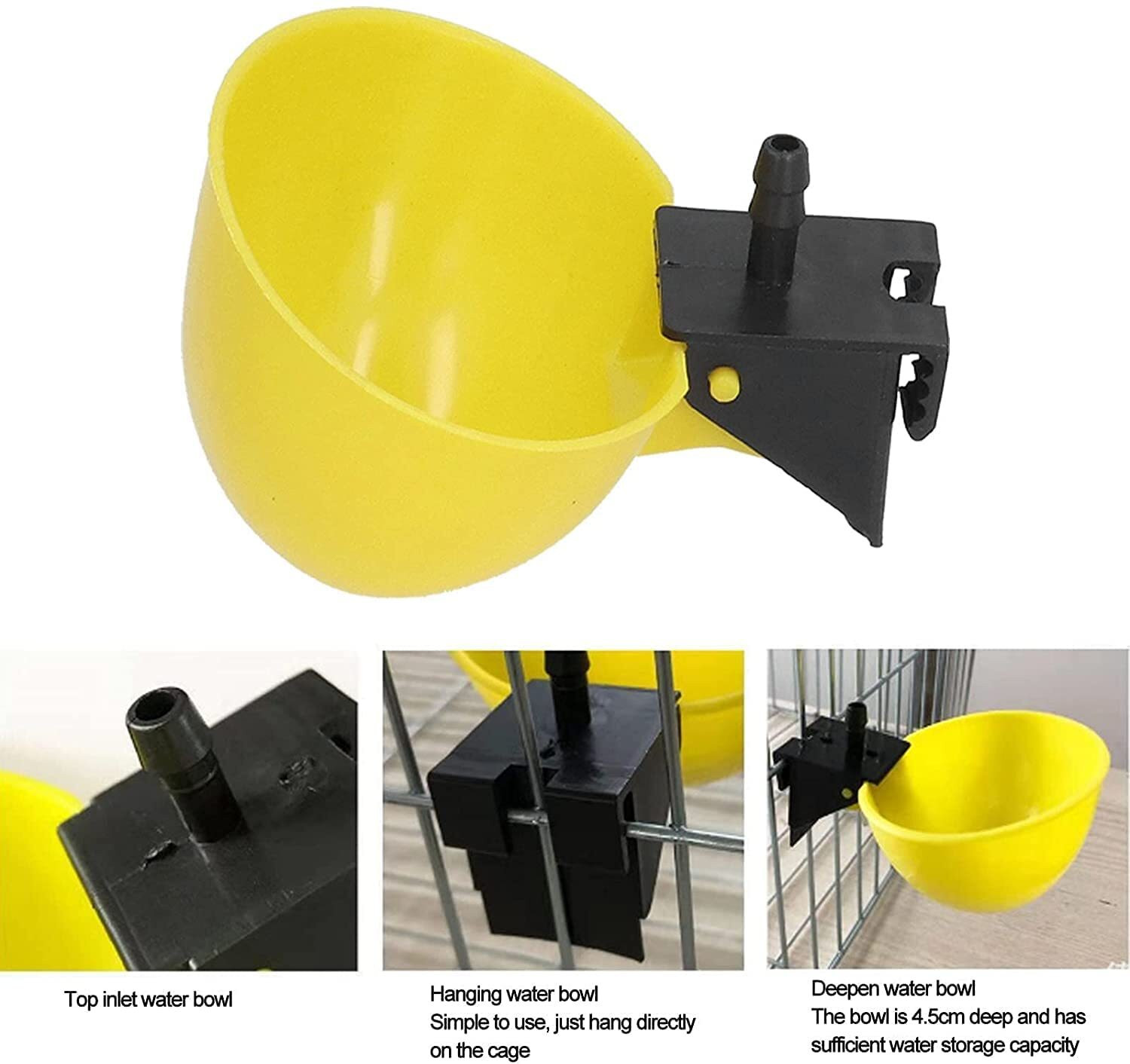 Image of Cj farms and agritech Automatic Bird Water Drinker (Pack of 5) Window Bird Feeder (Yellow)
