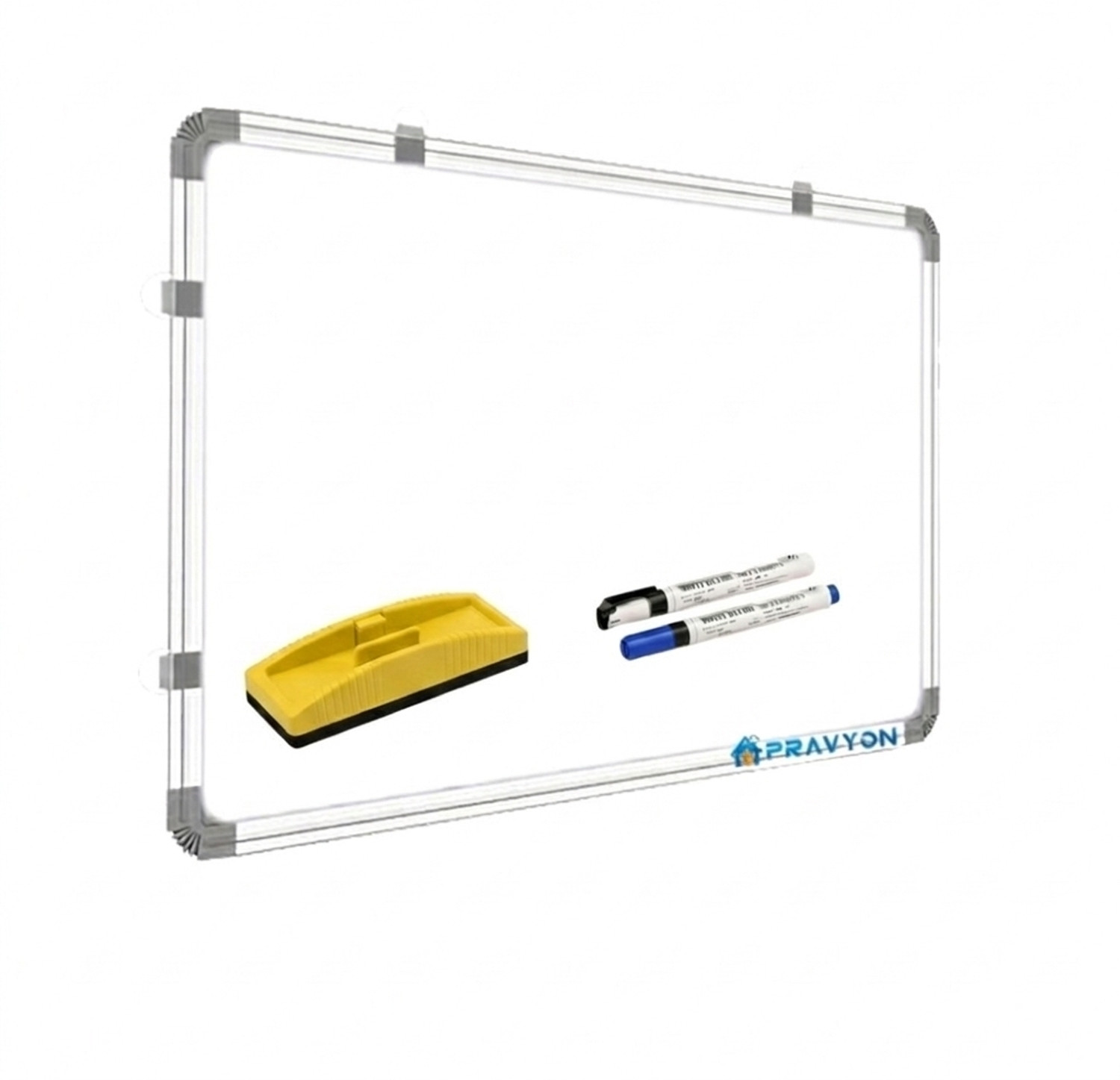 Image of Pravyon Non-Magnetic 2x3 Feet WhiteBoard & Chalkboard With Duster & 2 Marker White, Green board (600 mm x 900 mm)