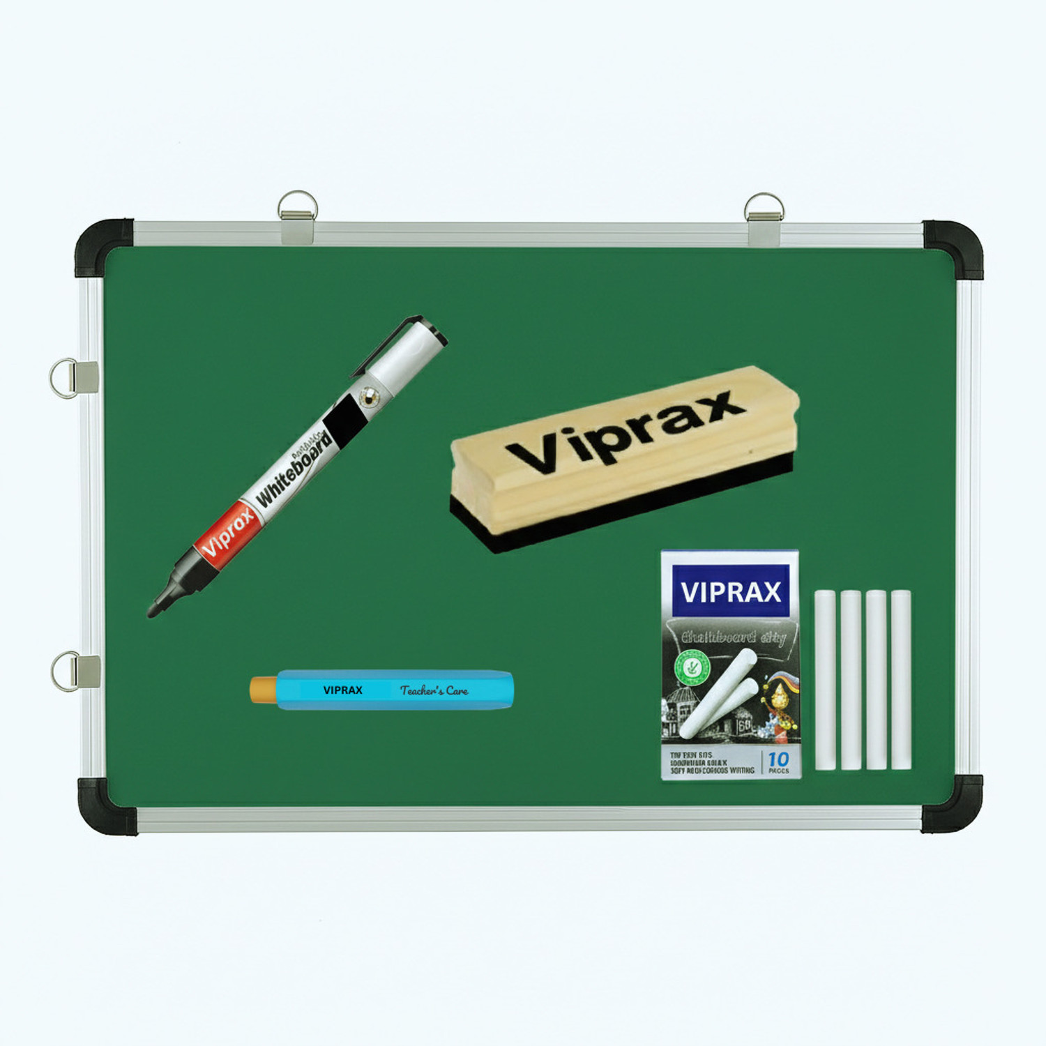 Image of Pravyon Non-Magnetic 2x3 Feet WhiteBoard & Chalkboard With Duster & 2 Marker White, Green board (600 mm x 900 mm)