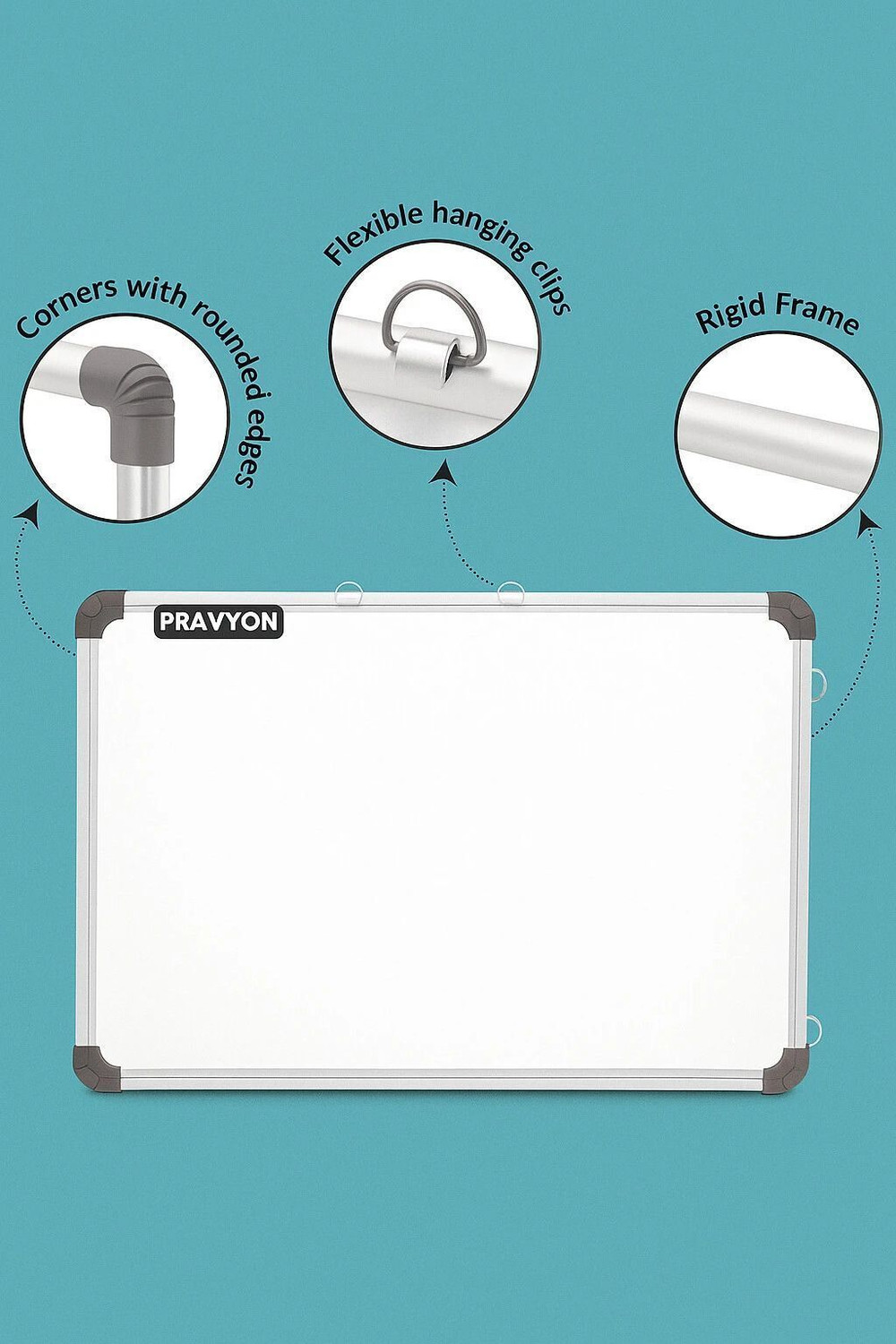 Image of Pravyon Non-Magnetic 2x3 Feet WhiteBoard & Chalkboard With Duster & 2 Marker White, Green board (600 mm x 900 mm)