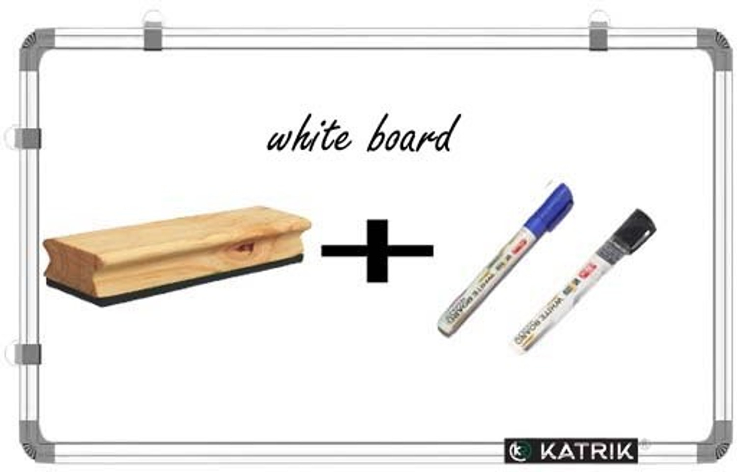 Image of Pravyon Non-Magnetic 2x3 Feet WhiteBoard & Chalkboard With Duster & 2 Marker White, Green board (600 mm x 900 mm)